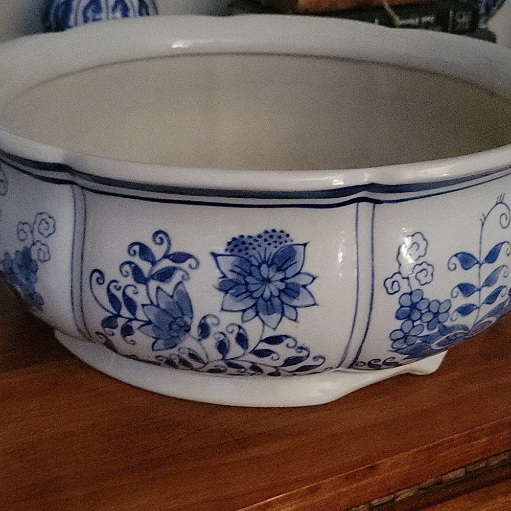 Jardinere Or Planter Blue And White